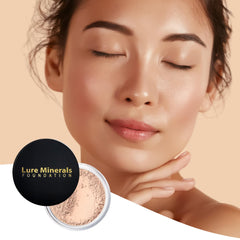 Lure Minerals Foundation on skin reveals a natural, radiant finish.
