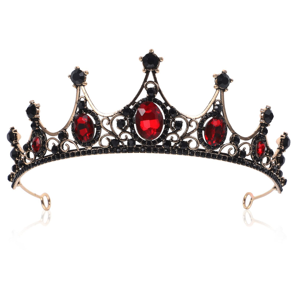 Lurrose Baroque Queen Crown on model, bridal tiara with rhinestones