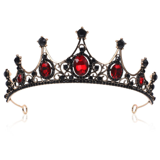 Lurrose Baroque Queen Crown on model, bridal tiara with rhinestones