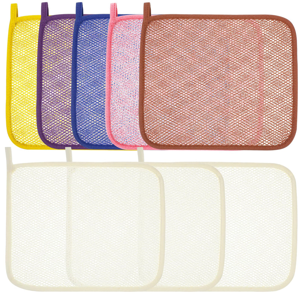 Lurrose exfoliating washcloth 8pcs pack shown for complete body and face cleansing