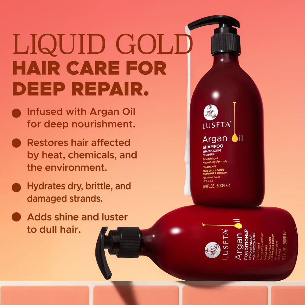 Luseta Argan Oil Shampoo label sulfate-free for all hair types