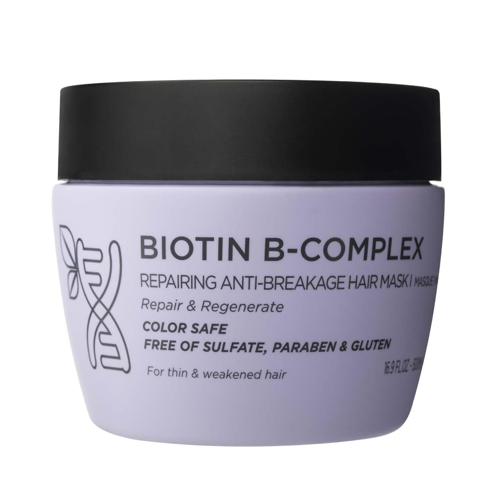 L Luseta Biotin B-Complex Hair Mask bottle front promises stronger, thicker-looking hair.