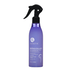 Luseta Biotin & Collagen Heat Protection Spray bottle protecting hair during styling.