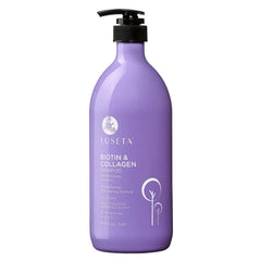 Luseta Biotin & Collagen Shampoo bottle front promoting fuller hair