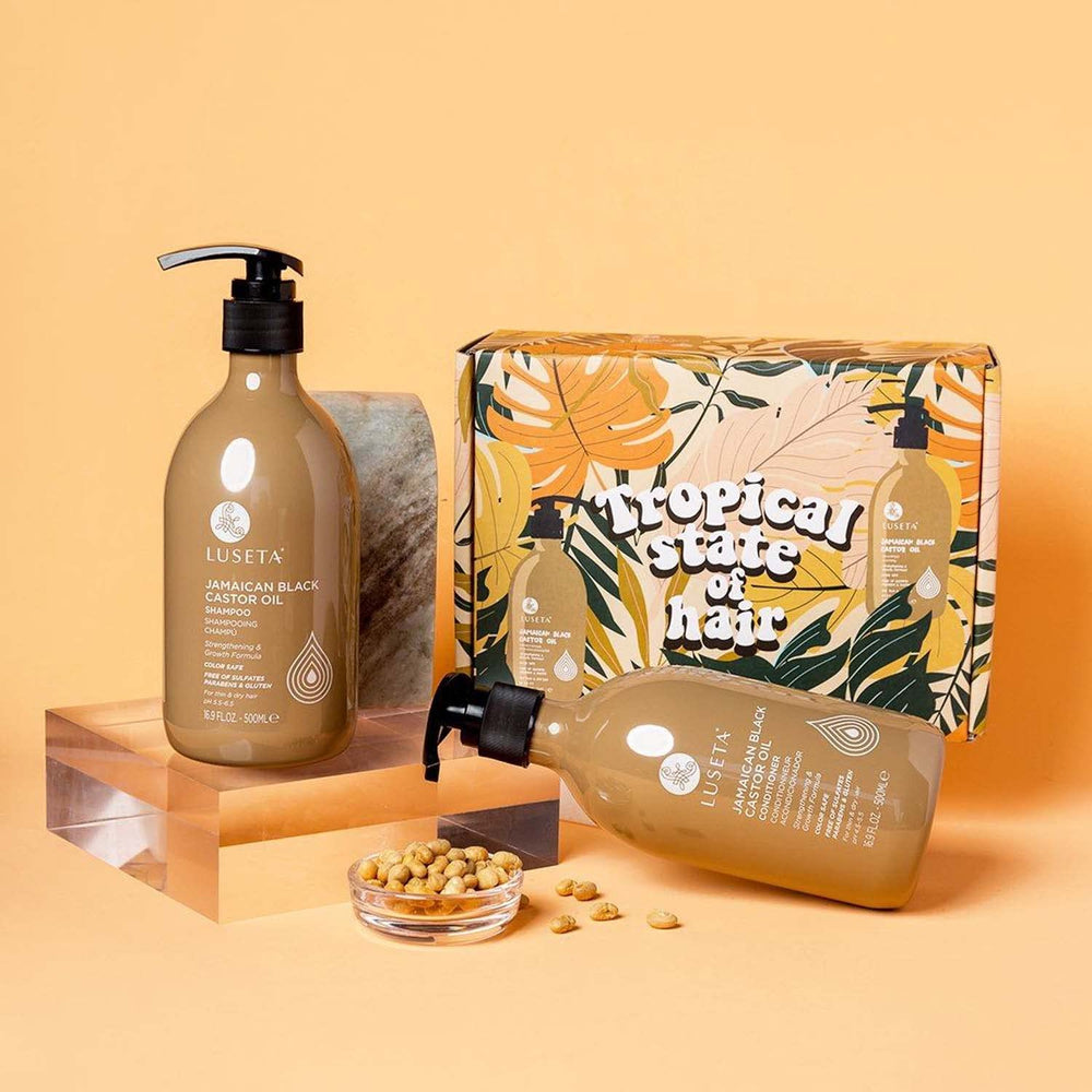Close-up of Luseta Castor Oil Conditioner texture, provides rich nourishment for hair.