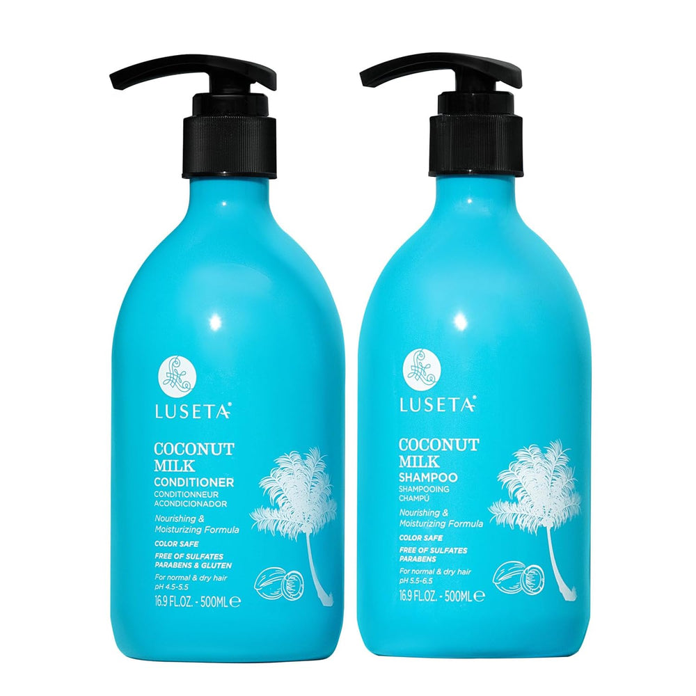 LLUSETA Coconut Milk Shampoo bottle highlights deep moisture for dry hair