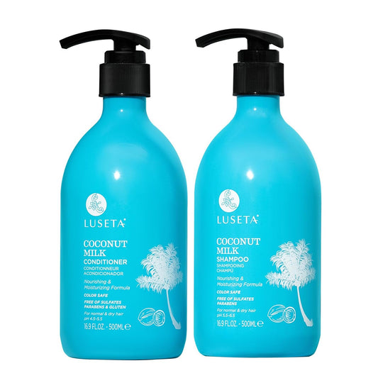 LLUSETA Coconut Milk Shampoo bottle highlights deep moisture for dry hair