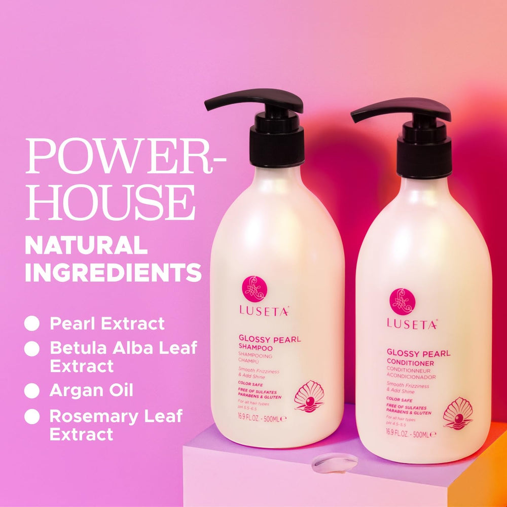 Pearl extract detail on Luseta packaging suggesting enhanced moisture retention.