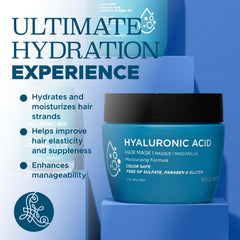 L LUSETA Hyaluronic Acid Hair Mask tub with Argan Oil and Shea Butter supports elasticity and frizz control