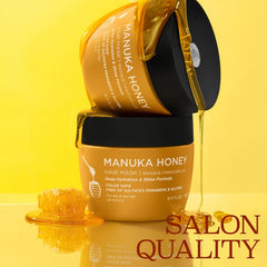 Luseta Manuka Honey Hair Mask ingredients label highlights nourishing oils for damaged hair.