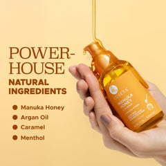 Luseta Manuka Honey Hair Oil shine shot suggests added luster and healthy sheen.