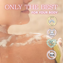 Luseta Rose Oil Body Wash label highlights premium cleansing experience