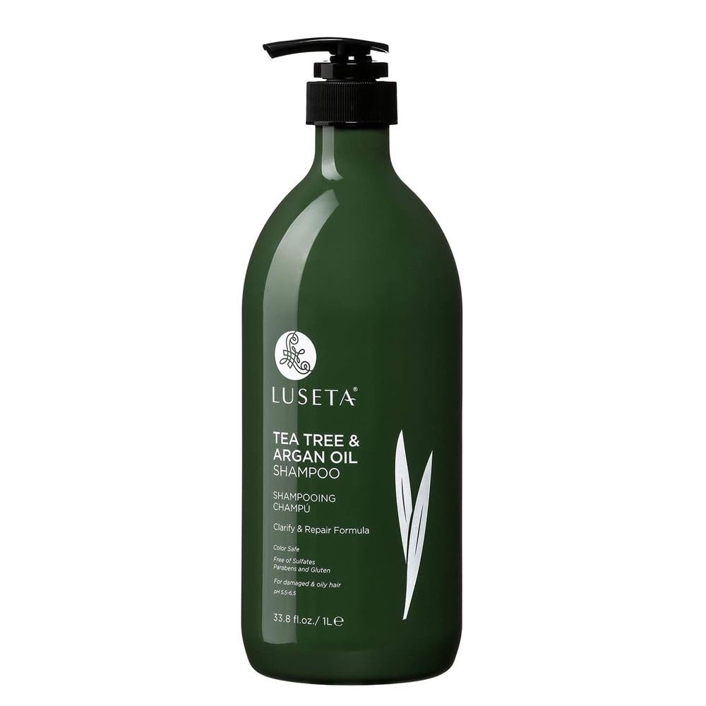 Luseta Tea Tree & Argan Oil Milk Shampoo for color-safe cleansing and moisture.