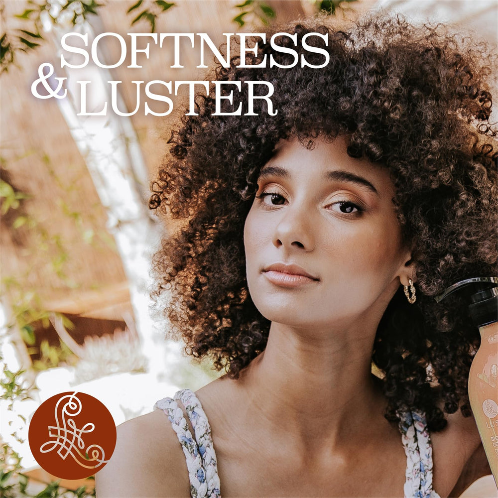 Hair shows volume and shine after Luseta Turmeric & Collagen wash.