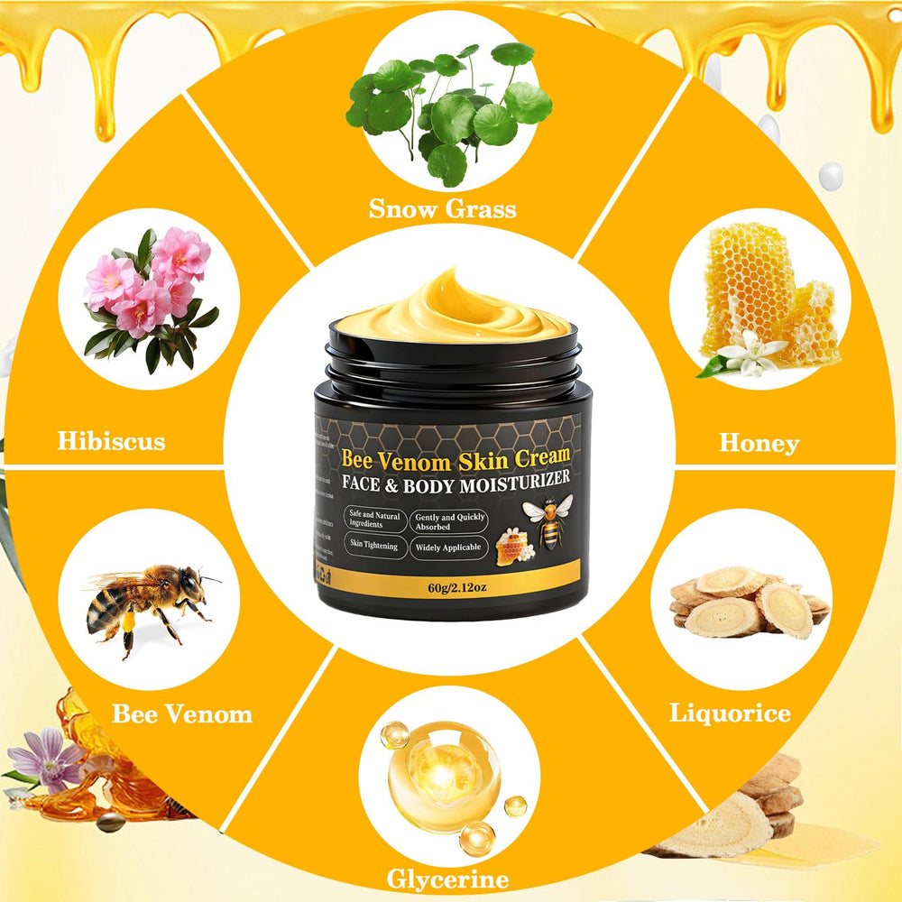 Lustrchron Bee Venom Cream ingredients featuring natural plant extracts