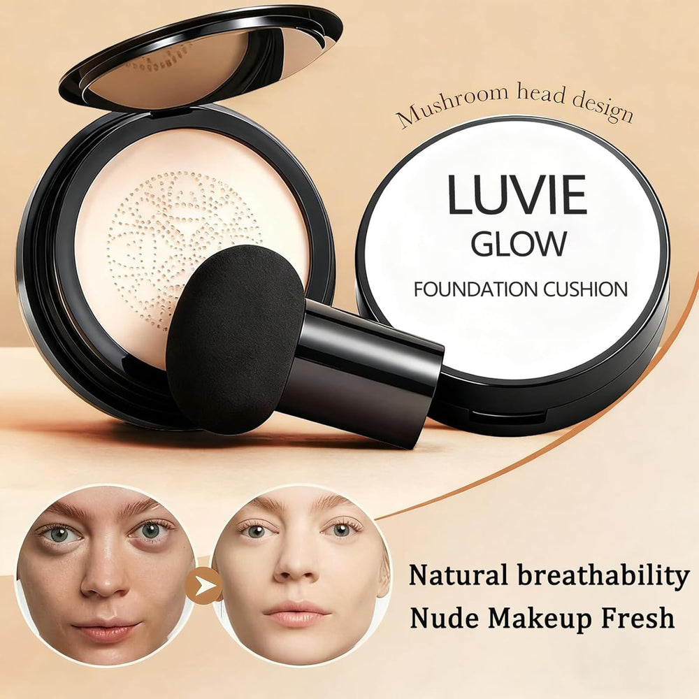 Luvie Glow cushion swatch showing buildable coverage on skin