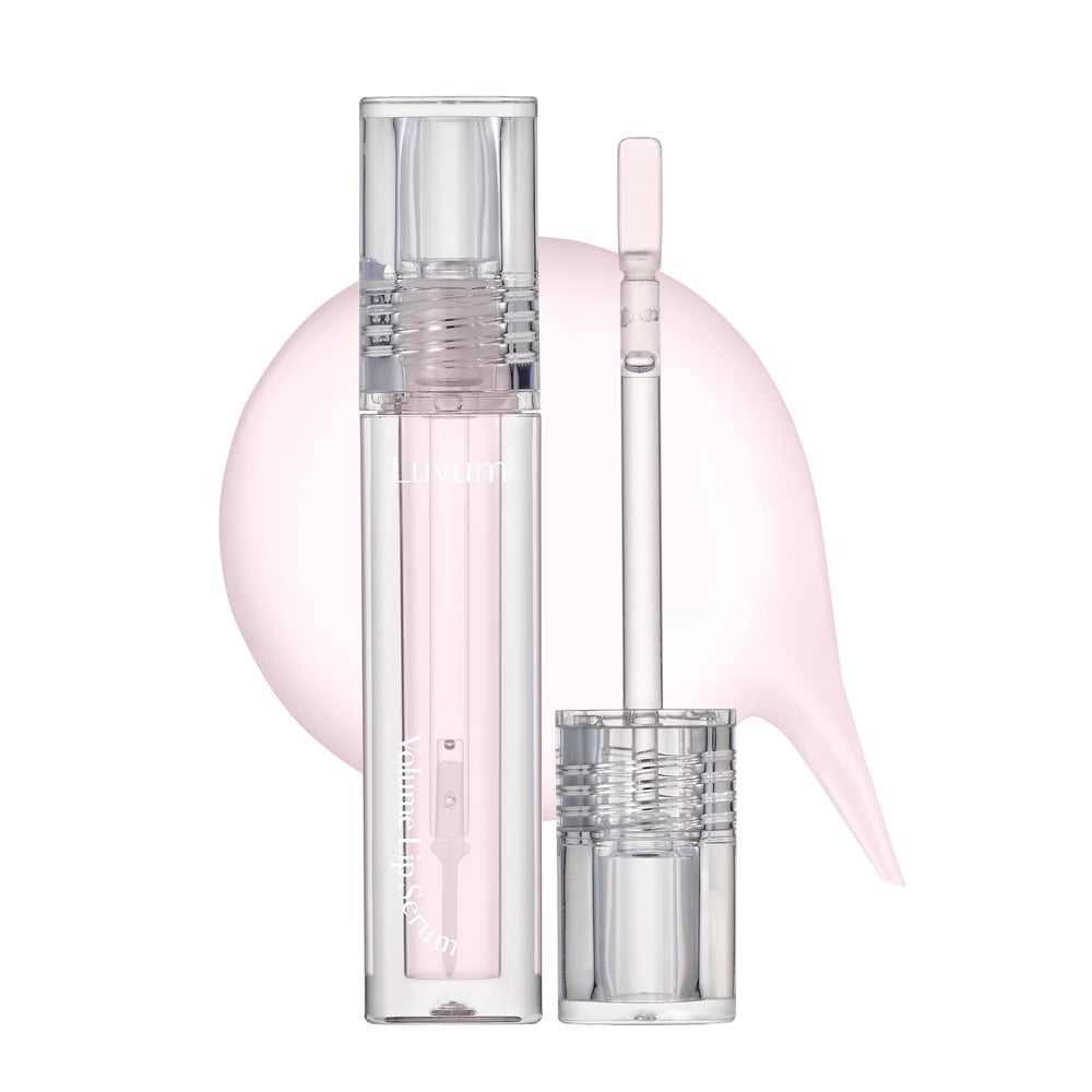 LUVUM Volume Lip Serum bottle showing plump-looking effect for fuller lips