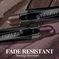LUXAZA quartz-pink metallic swatches showcase vibrant shimmer and depth on the lid