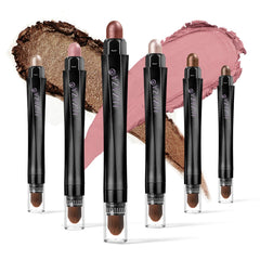 LUXAZA 6PCS Eyeshadow Stick Set palette open, showcasing coordinated shades for versatile day-to-night looks.