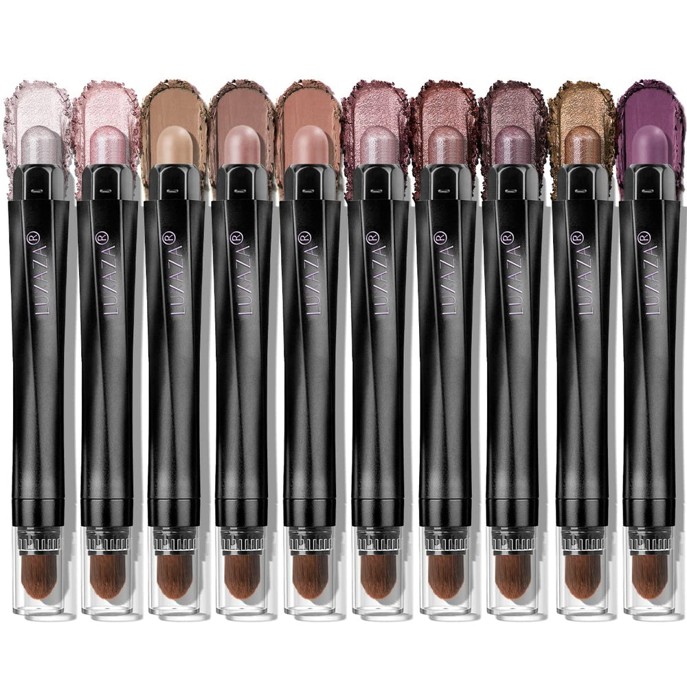 LUXAZA eyeshadow set swatches shimmer browns for bold day-to-night look
