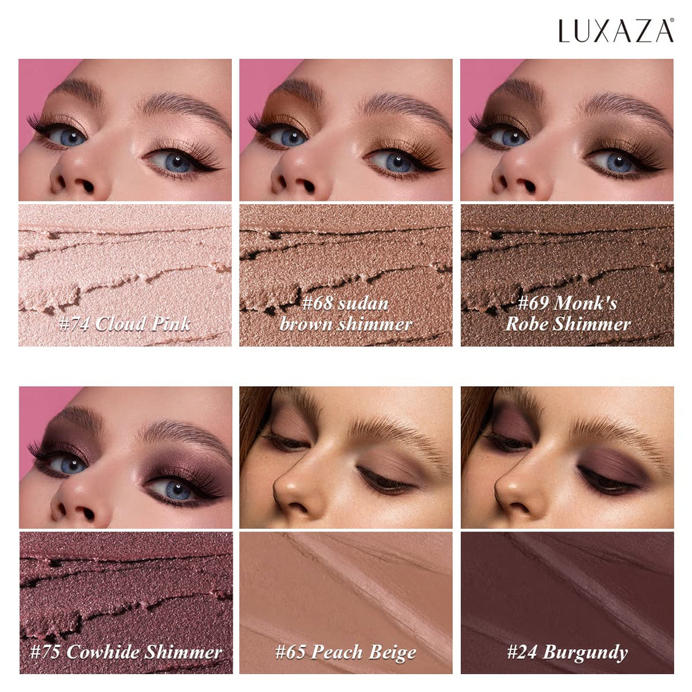LUXAZA hexagonal tube eyeshadow stick emphasizes easy grip.