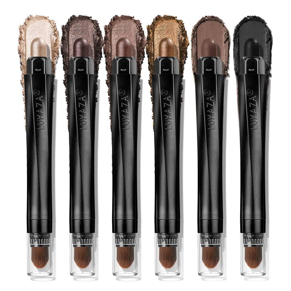 LUXAZA PRO brown eyeshadow stick packaging showcases a premium six-piece set.