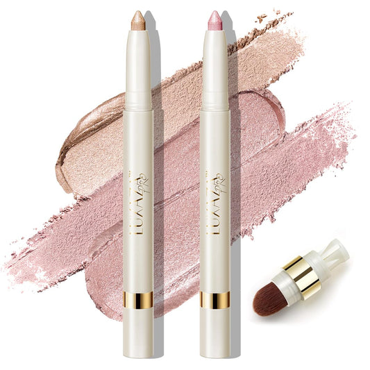 LUXAZA PRO eyeshadow stick built-in brush for seamless blending on the go.
