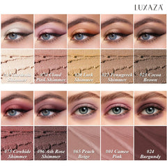 LUXAZA PRO eyeshadow stick swatches on arm for easy color matching and blending.