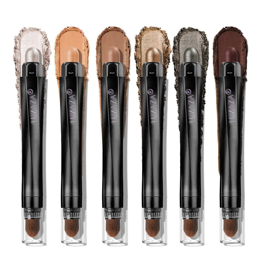 LUXAZA PRO neutral brown eyeshadow stick packaging highlights compact design for travel