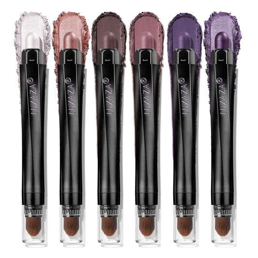 LUXAZA PRO neutral eyeshadow stick pink metallic shimmer swatch for vibrant daytime looks.