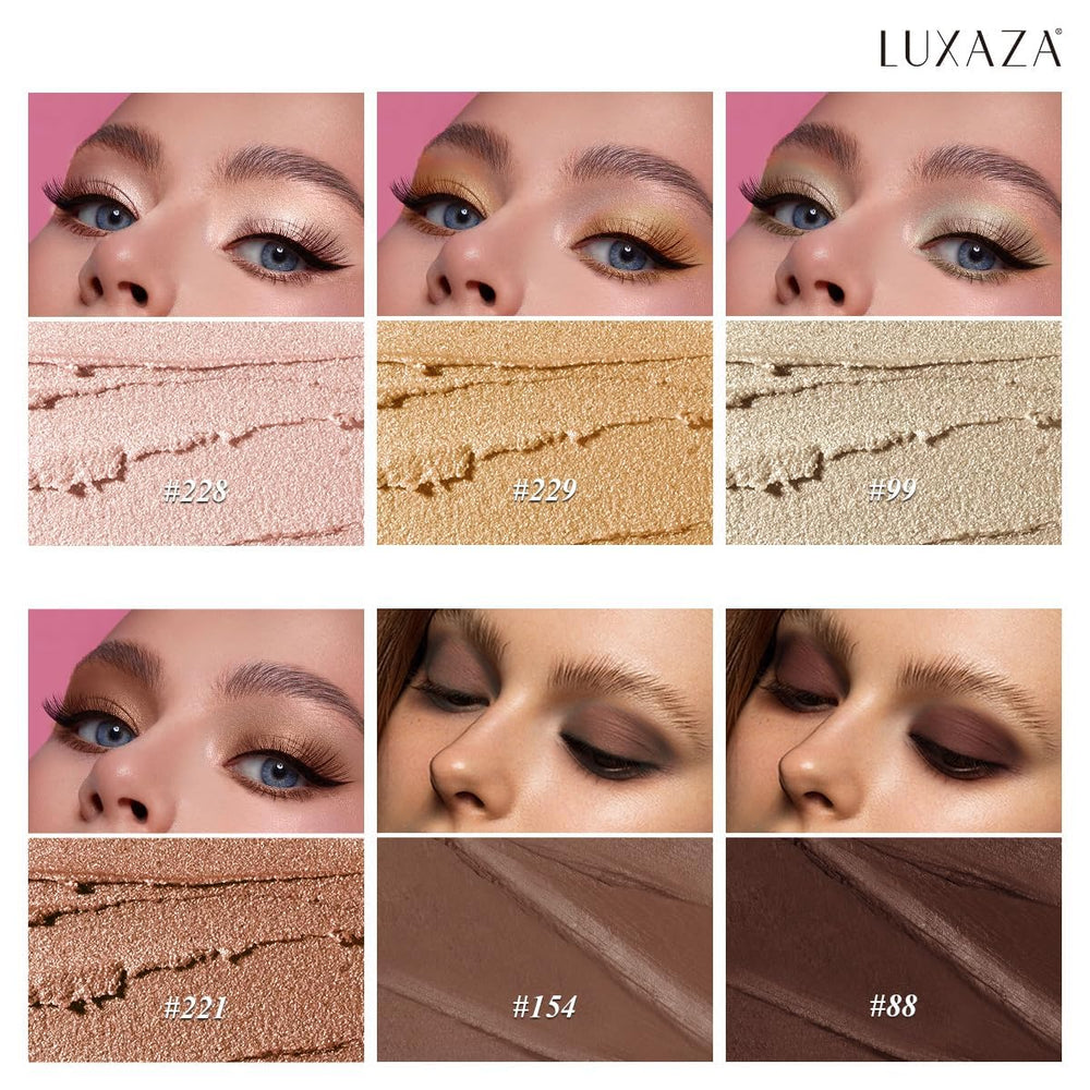 Luxaza Pro neutral shimmer matte cream palette delivers cohesive shades for seamless blending.