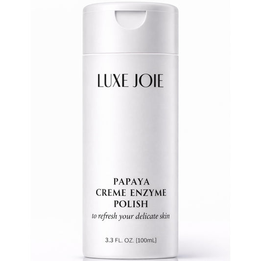 LuxeJoie Papaya Enzyme Polish jar for spa-like exfoliation at home