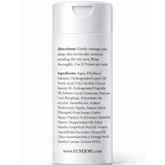 LuxeJoie Papaya Enzyme Polish creamy texture on finger demonstrates gentle exfoliation for smoother skin