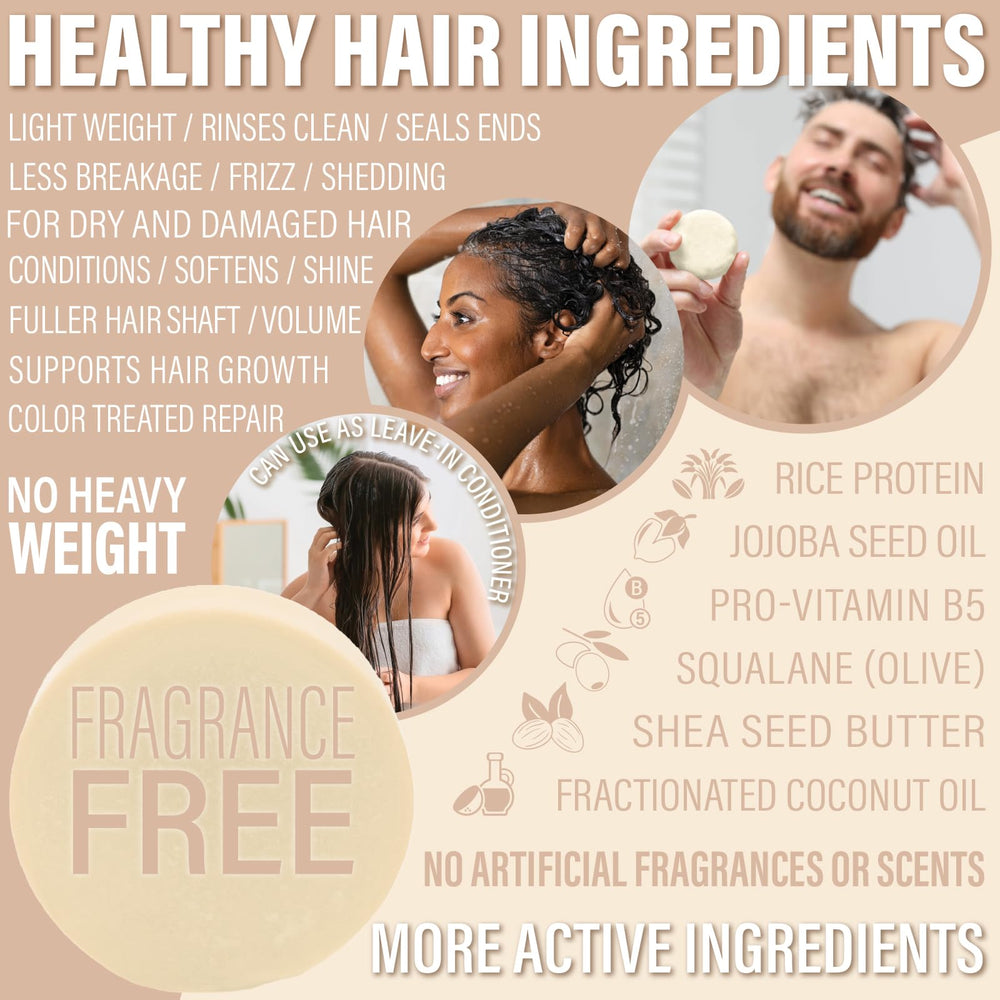 Luxiny conditioner bar held in hand for quick on-the-go use.
