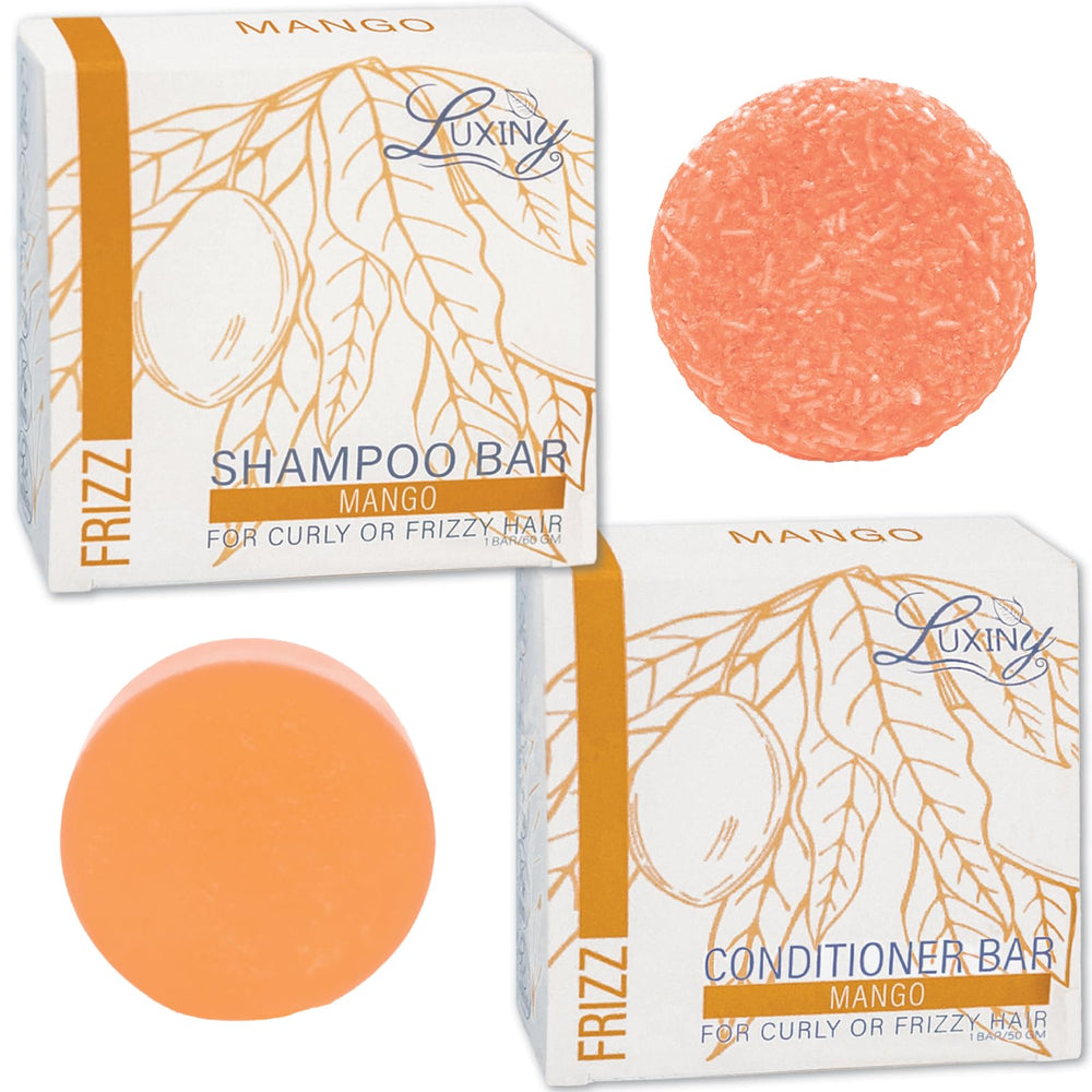 Luxiny Mango Shampoo Bar front view, compact travel-ready packaging.