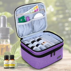 LUXJA essential oil case purple interior pockets organize accessories neatly