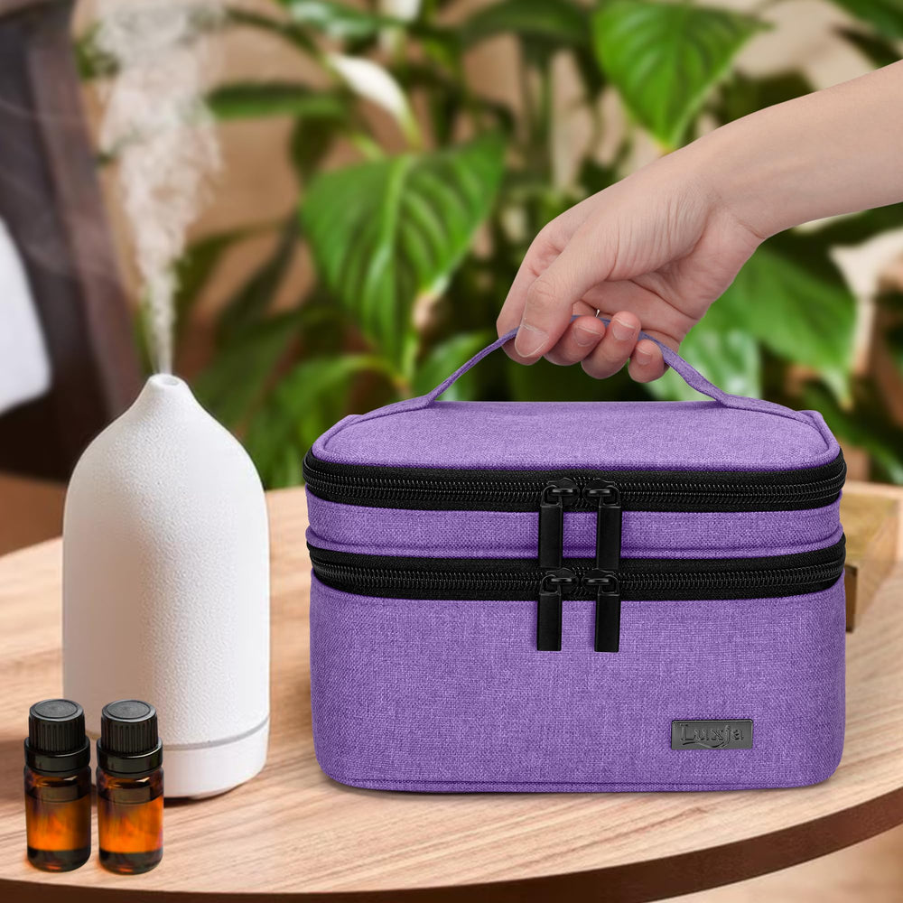 LUXJA essential oil case purple lightweight design with top handle