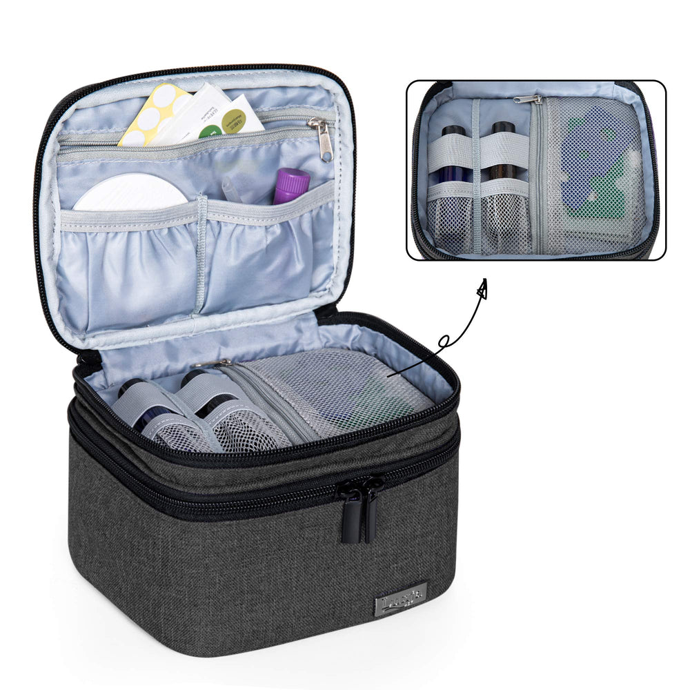 LUXJA essential oils bag features a double-layer design that keeps bottles neatly organized.