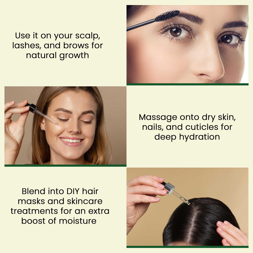 LuxoLook Pure Castor Oil hexane-free formula for safe skin use.