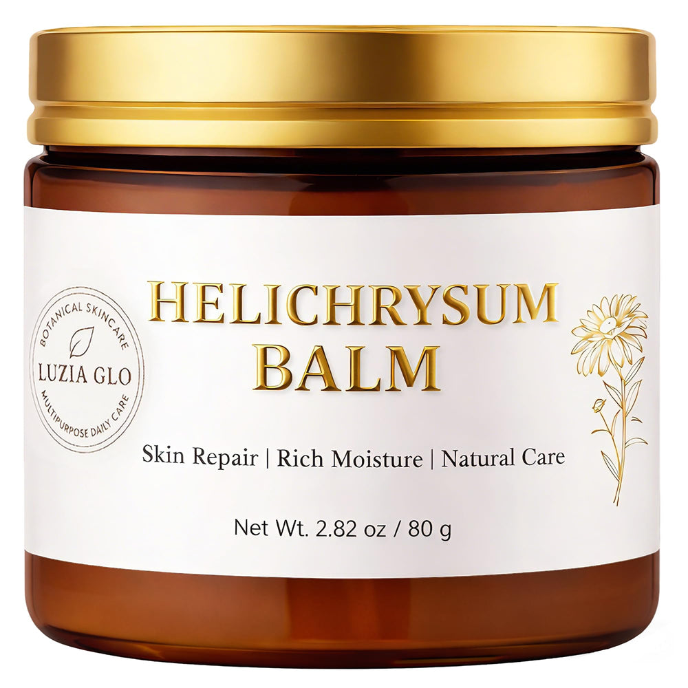 Luzia Glo Helichrysum Healing Balm jar for nourishing skin repair
