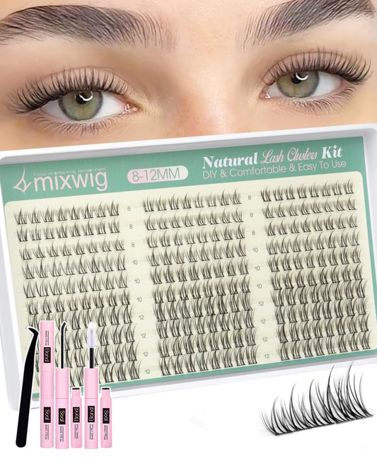 Lvmixwig natural lash clusters kit 8-12mm for subtle daily enhancement