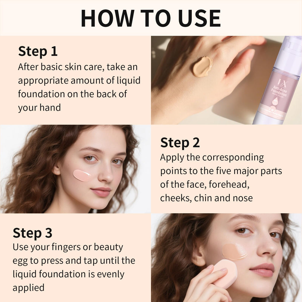 LXSKN Acne-serum Foundation on sensitive skin looks smoother