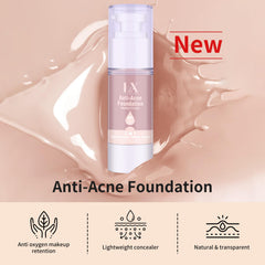 LXSKN Acne-serum Foundation waterproof cap demonstrates 24-hour wear
