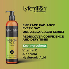 Lyfetrition azelaic serum label close-up highlighting ingredients