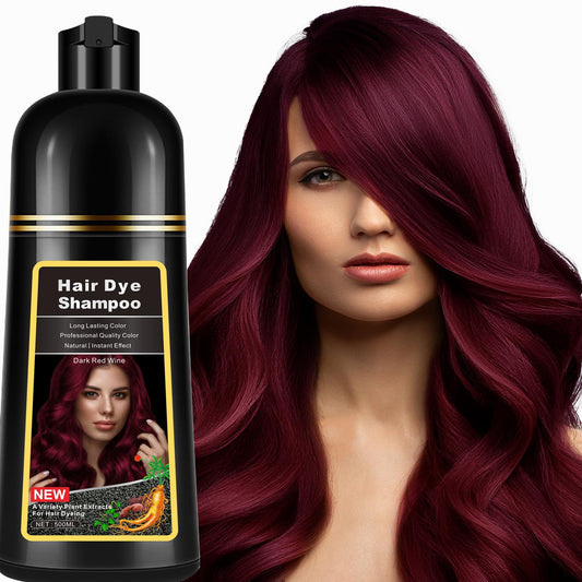 Lymznus dark wine red shampoo application on dry hair for gray coverage