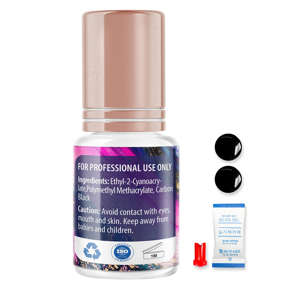 Lyon Lash SPEEDMAX black gel adhesive with extensions for long-lasting retention.