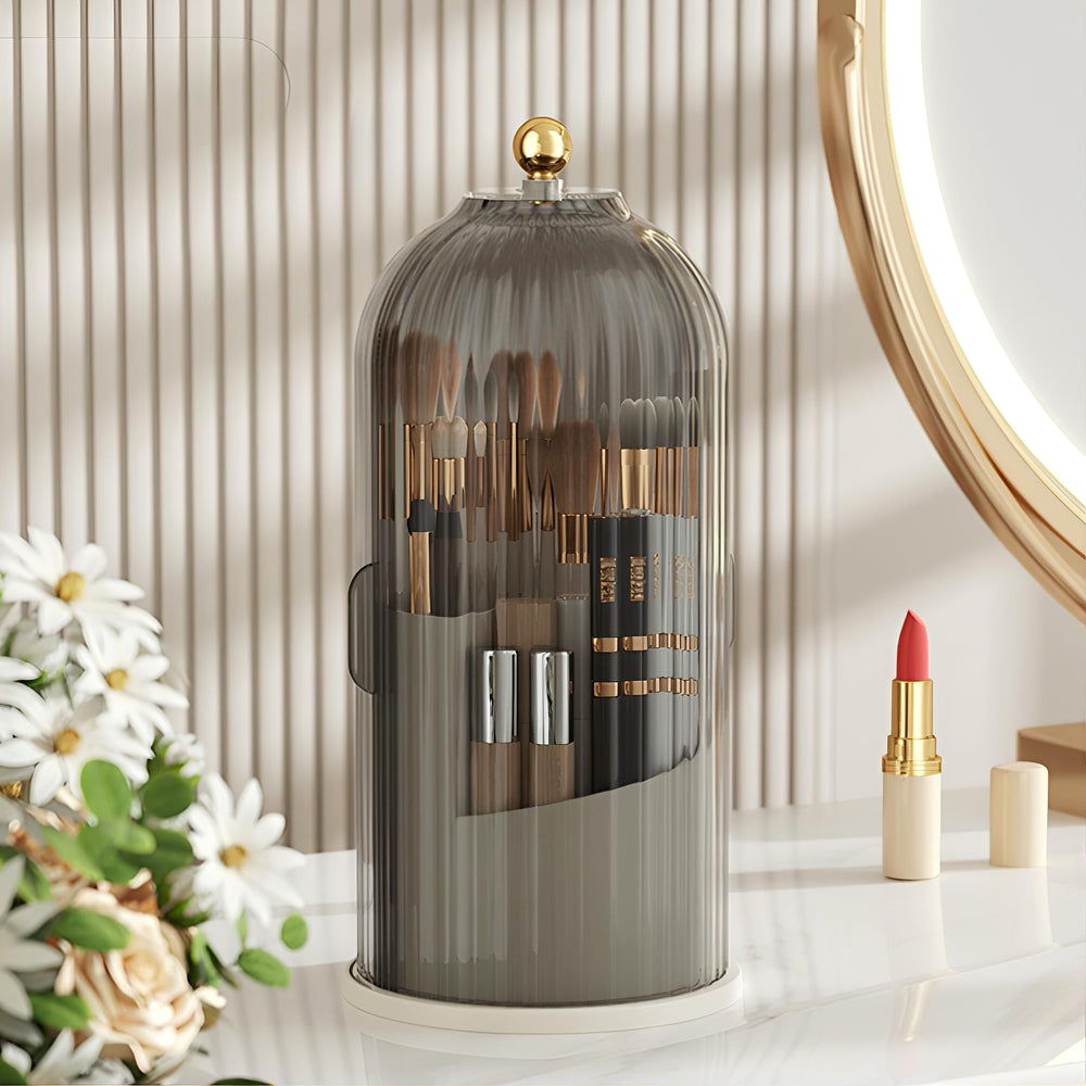 Lyoveu B-H1 makeup brush holder with lid protects brushes from dust and moisture.
