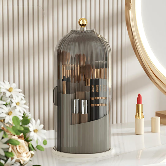 Lyoveu B-H1 makeup brush holder with lid protects brushes from dust and moisture.