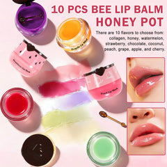 LZXLUKGIR lip balm set with 10 fragrances displayed for daily use
