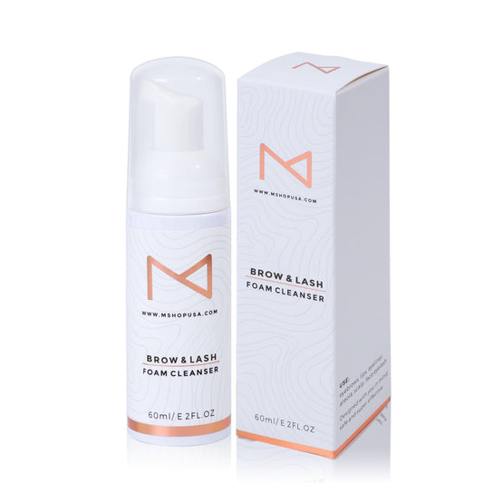 M PMU brow and lash foam cleanser bottle pour for gentle aftercare with extensions